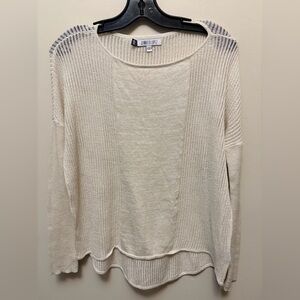 JENNIPHER LOPEZ Cream and Gold Sheer Crew Neck Sweater